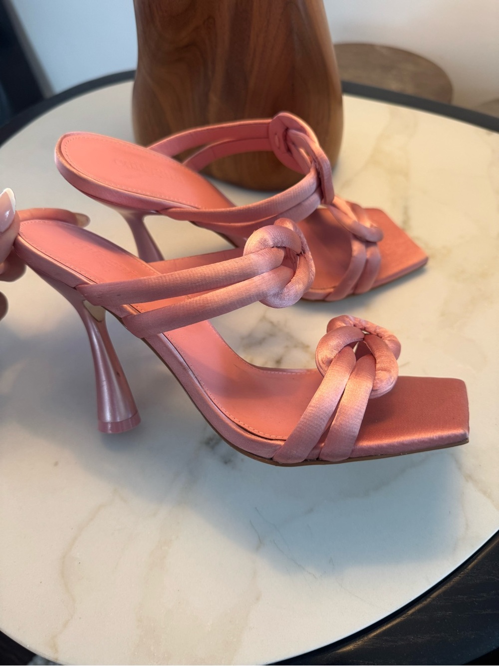 cult gaia Pink Knotted Strap High Heel Mule